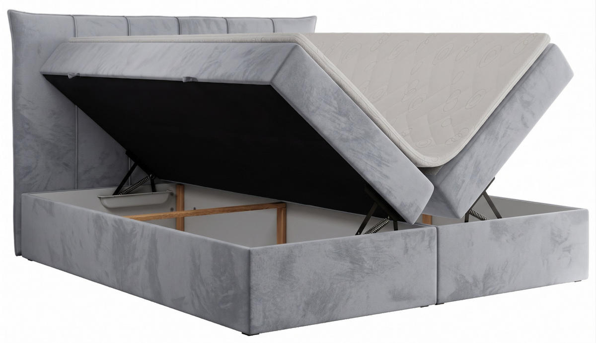 BOXSPRINGBETT PREMIUM 10, 140 x 200 cm, Bettkasten, H3, grau - Grau, Textil (140/200cm) - Labett