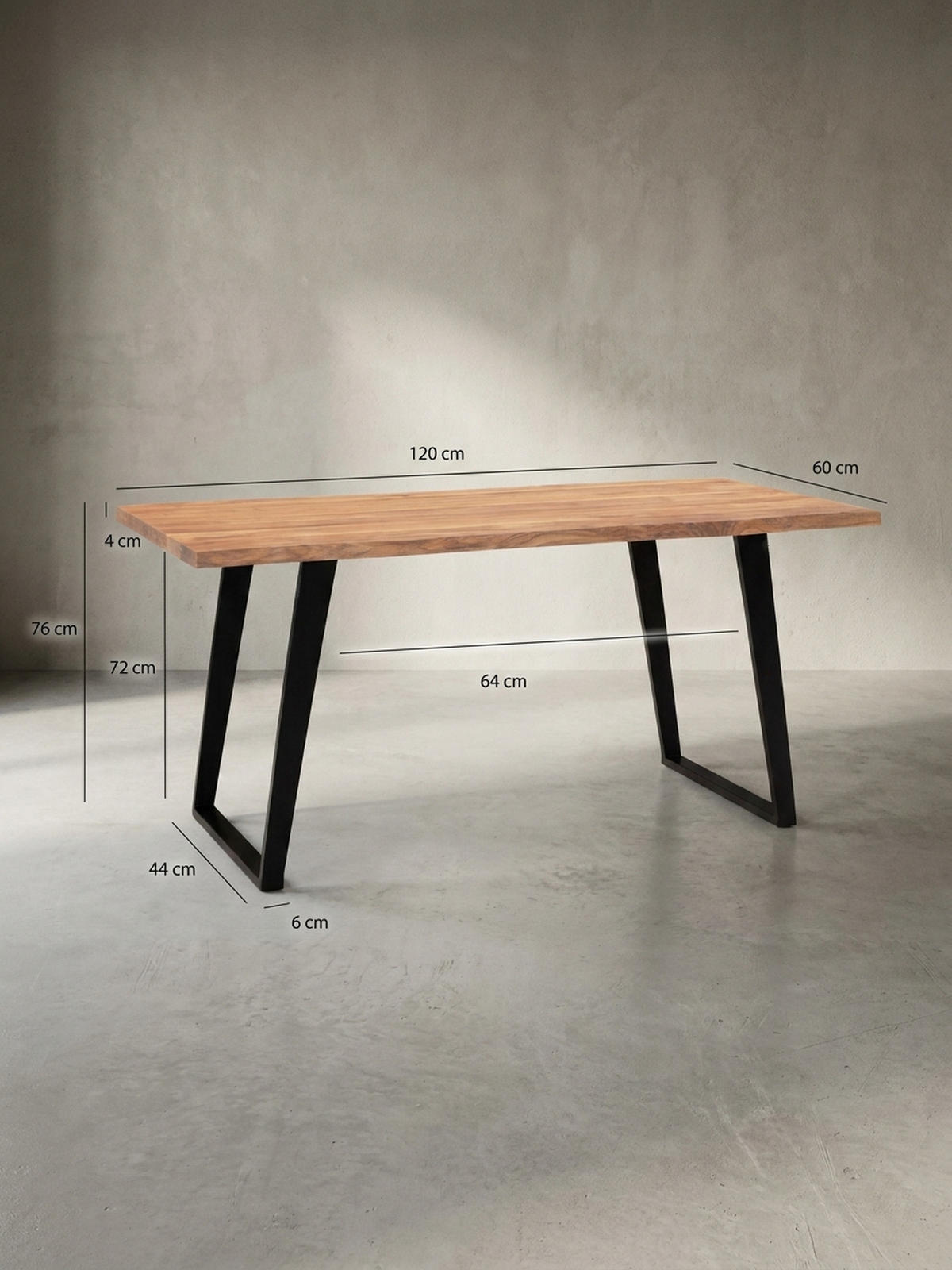 SCHREIBTISCH Massivholz Baumkante U-Gestell Handarbeit ATOLL, Goldbraun-Schwarz 120x60x76 cm - Schwarz/Braun, Holz/Metall (120/60/76cm) - KADIMA DESIGN