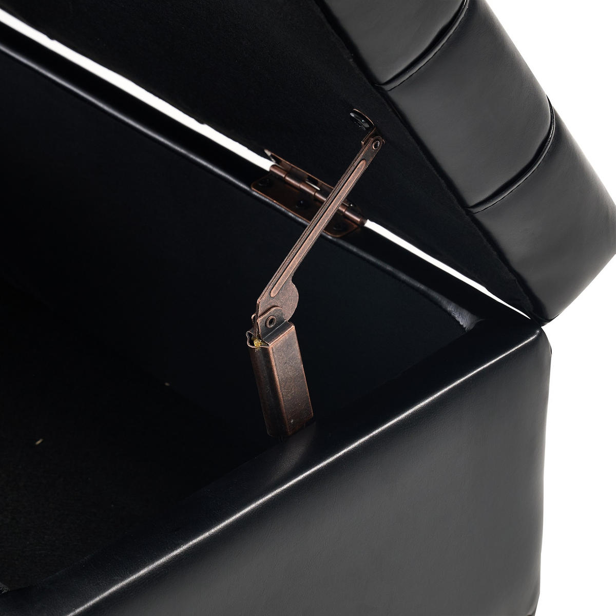 HOCKER Couchtisch,Aufbewahrungsstuhl,höhenverstellbar,PU-Leder,Schwarz - Schwarz, Metall (75/41/75cm) - LVHOM