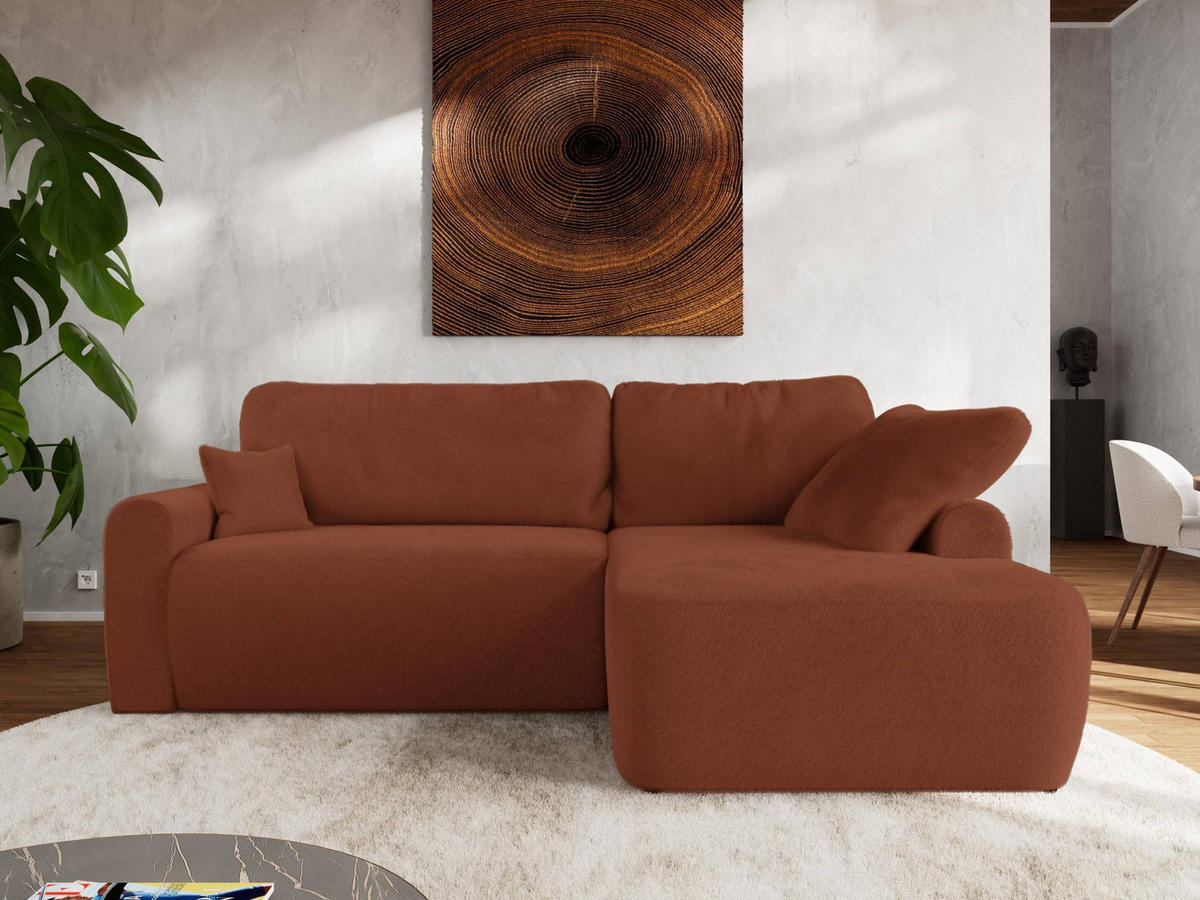 ECKSCHLAFSOFA CUBO L Orange Plüsch - rechts - Schwarz/Orange, Kunststoff/Textil (187/273cm) - MKS