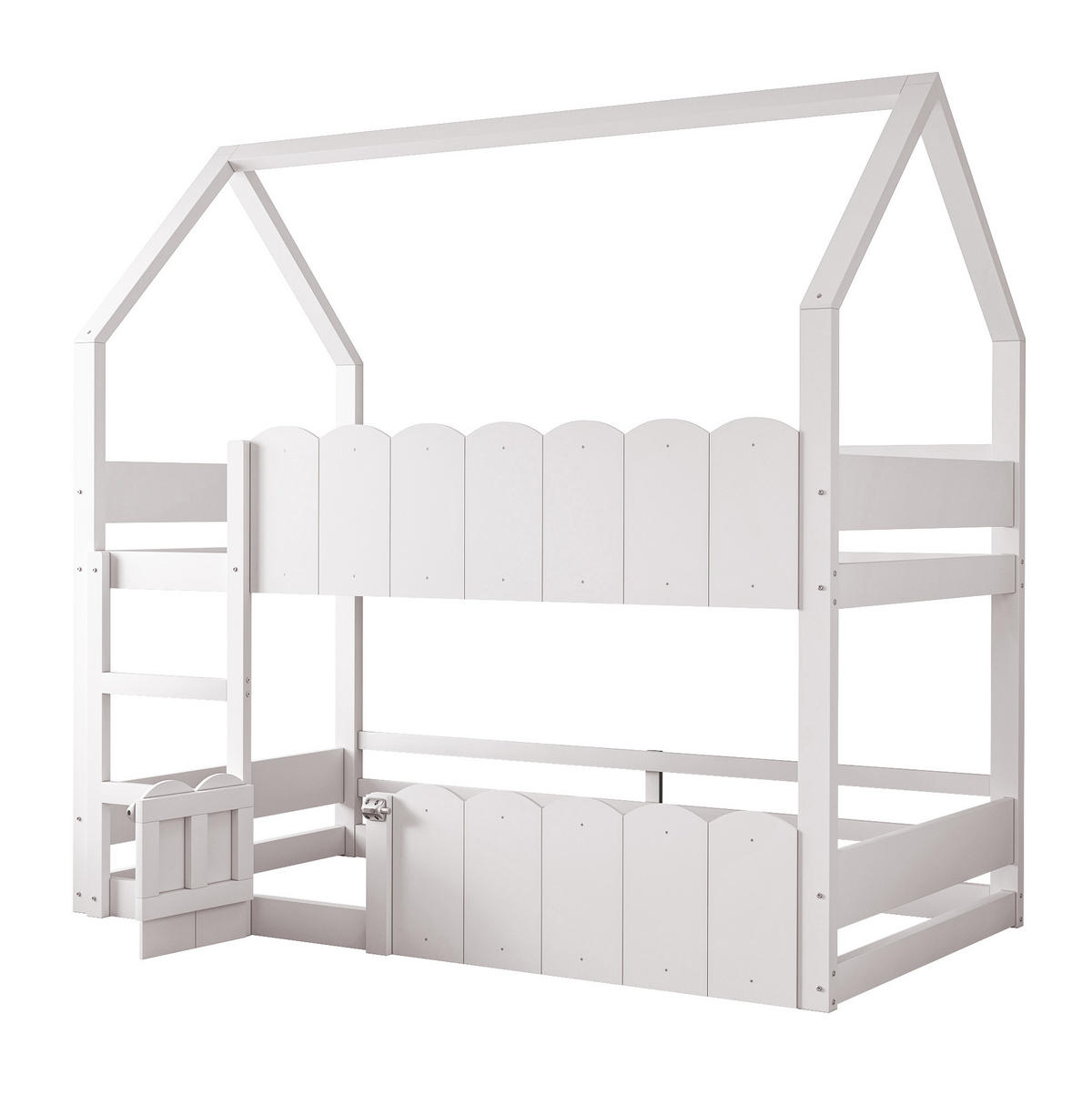 ETAGENBETT im Hausdesign 90x200 cm Holz Weiß - Weiß, Holzwerkstoff (90/200cm) - Beauniv