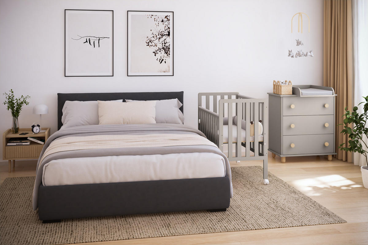 BEISTELLBETT Milo - Beige, Holz (50/100cm) - kiki design