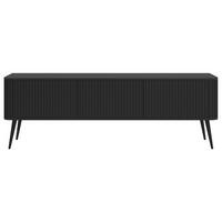 TV-LOWBOARD Ovarlo Schwarz mit geriffelten Fronten 3-türig 163/49/38 cm - Schwarz, Holzwerkstoff/Metall (163.2/49.2/38cm) - Selsey
