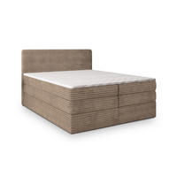 BOXSPRINGBETT LUNERA 160x200 cm mit Matratze und Topper - Beige - Beige, Holz (160/200cm) - MASSENO