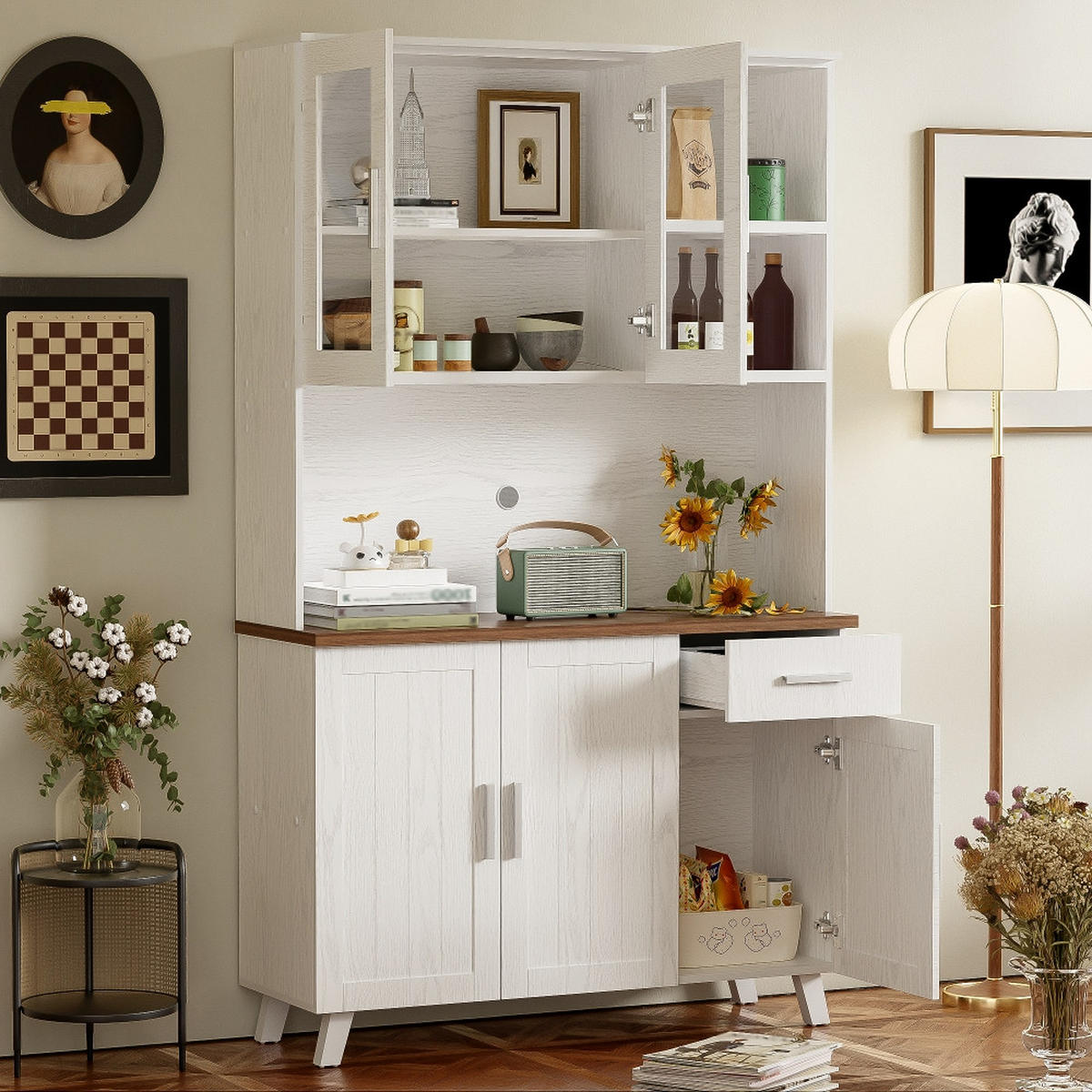 KÜCHENSCHRANK Landhausstil Weiß-Braun 114/40/190 cm - Braun, Kunststoff (40/190/114cm) - Rolipo