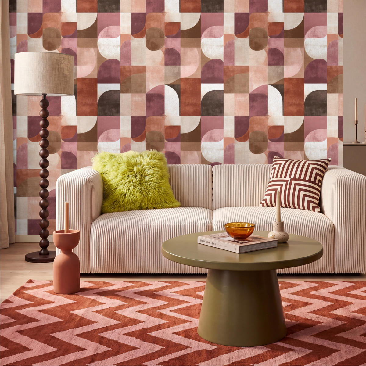 TAPETE - Geometrie - Modern - Retro - 350x220 cm - Multicolor, Papier (350/220cm) - OnlyWow