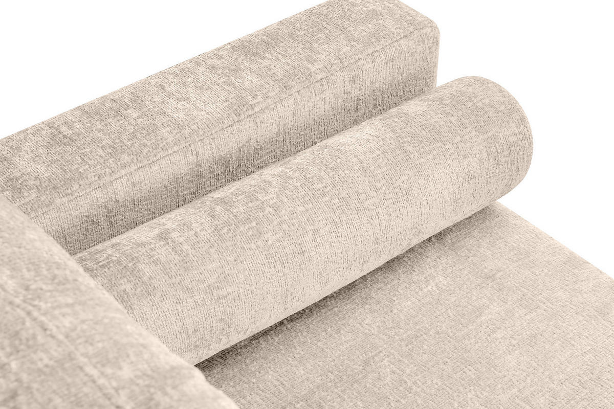 3-SITZER-SCHLAFSOFA ERISO mit weiche Sitzfläche und hohe Rückenlehne, Chenille-Stoff, ecru - Ecru/Braun, Textil (220/80/100cm) - KONSIMO®