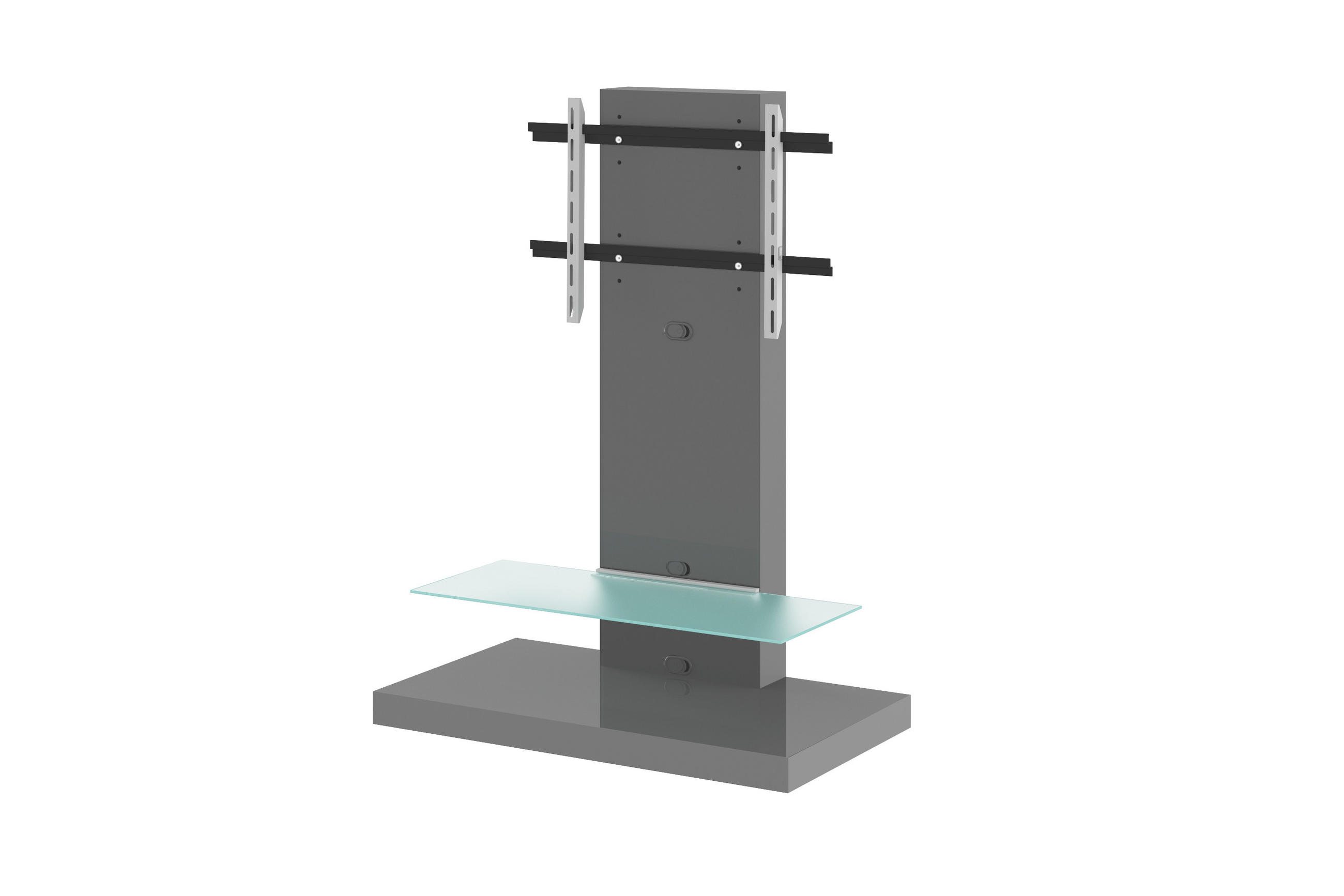 TV RACK rechteckig Grau Hochglanz Glas 100/134/55 cm - Grau, Holzwerkstoff (100/134/55cm)