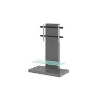 TV RACK rechteckig Grau Hochglanz Glas 100/134/55 cm - Grau, Holzwerkstoff (100/134/55cm)