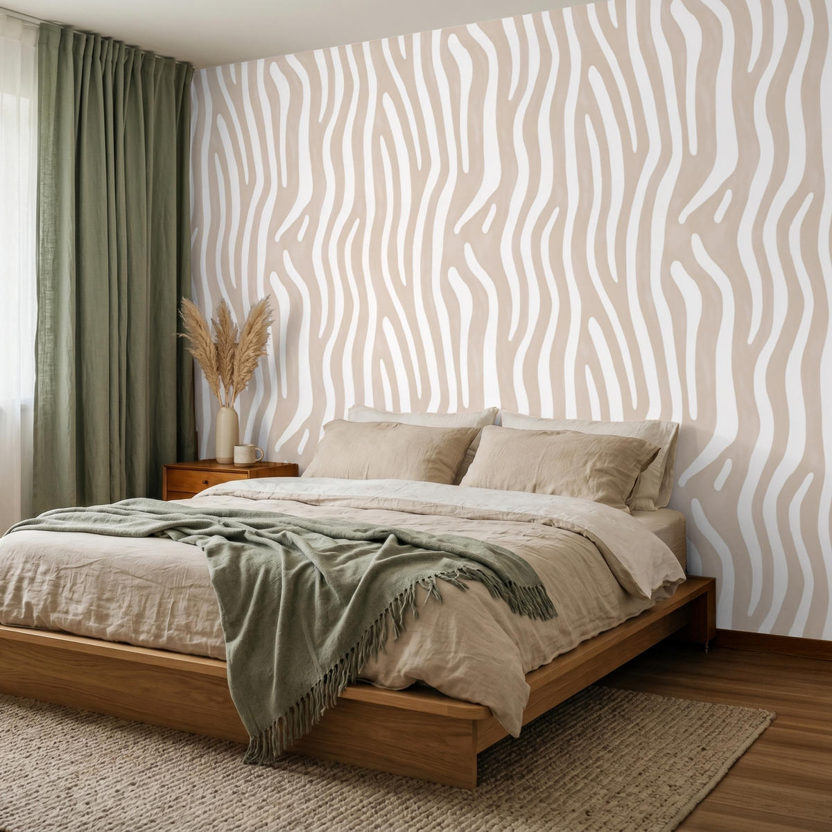 TAPETE - Abstrakt - Zebra - Beige - 260x200 cm - Beige, Papier (260/200cm) - OnlyWow