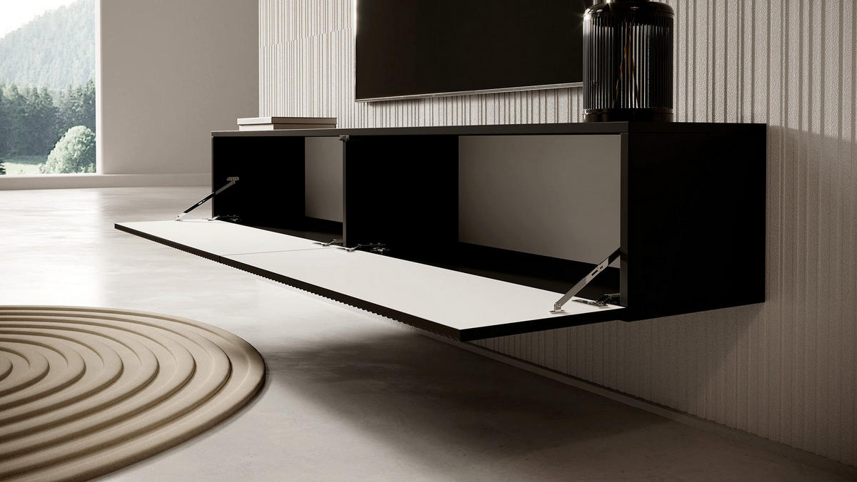 TV-HÄNGEBOARD Veldio Schwarz 175 cm - Schwarz, Holzwerkstoff (175/28.5/31.6cm) - Selsey