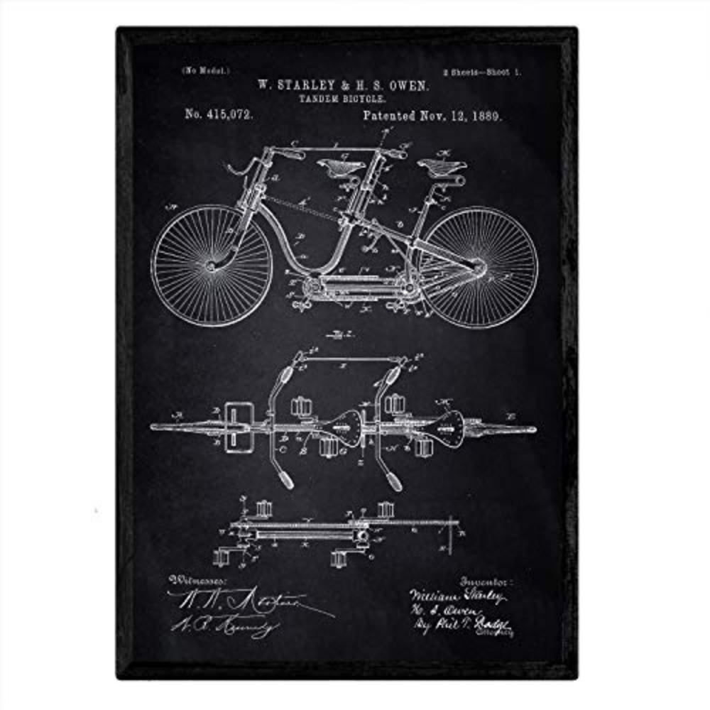 POSTER Tandem-Fahrrad Patent A3 Rahmenlos - Klar, Papier (29.7/5/42cm) - Nacnic