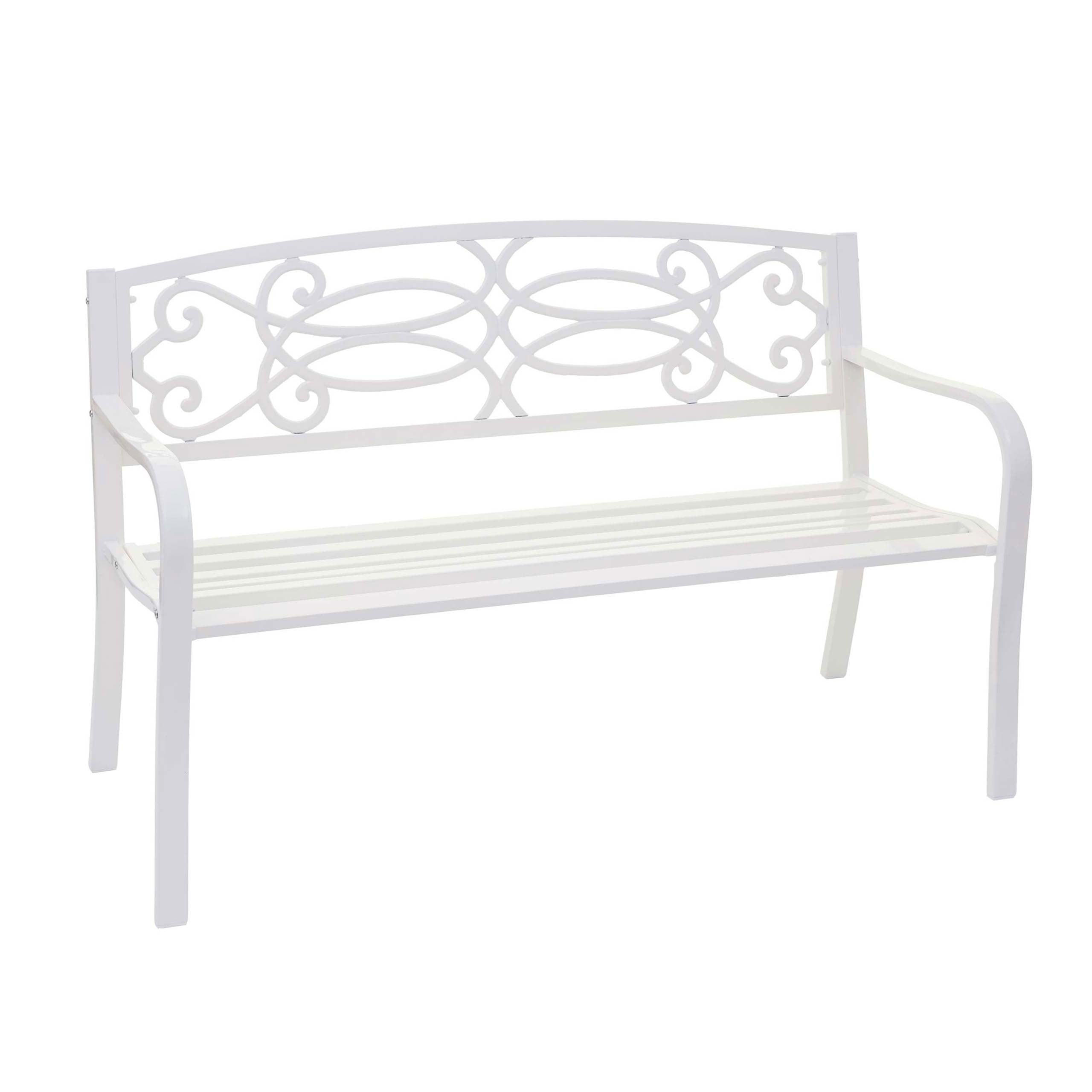 GARTENBANK 87x127x58cm Weiß 2-Sitzer - Weiß, Metall (127/87/58cm) - PROREGAL