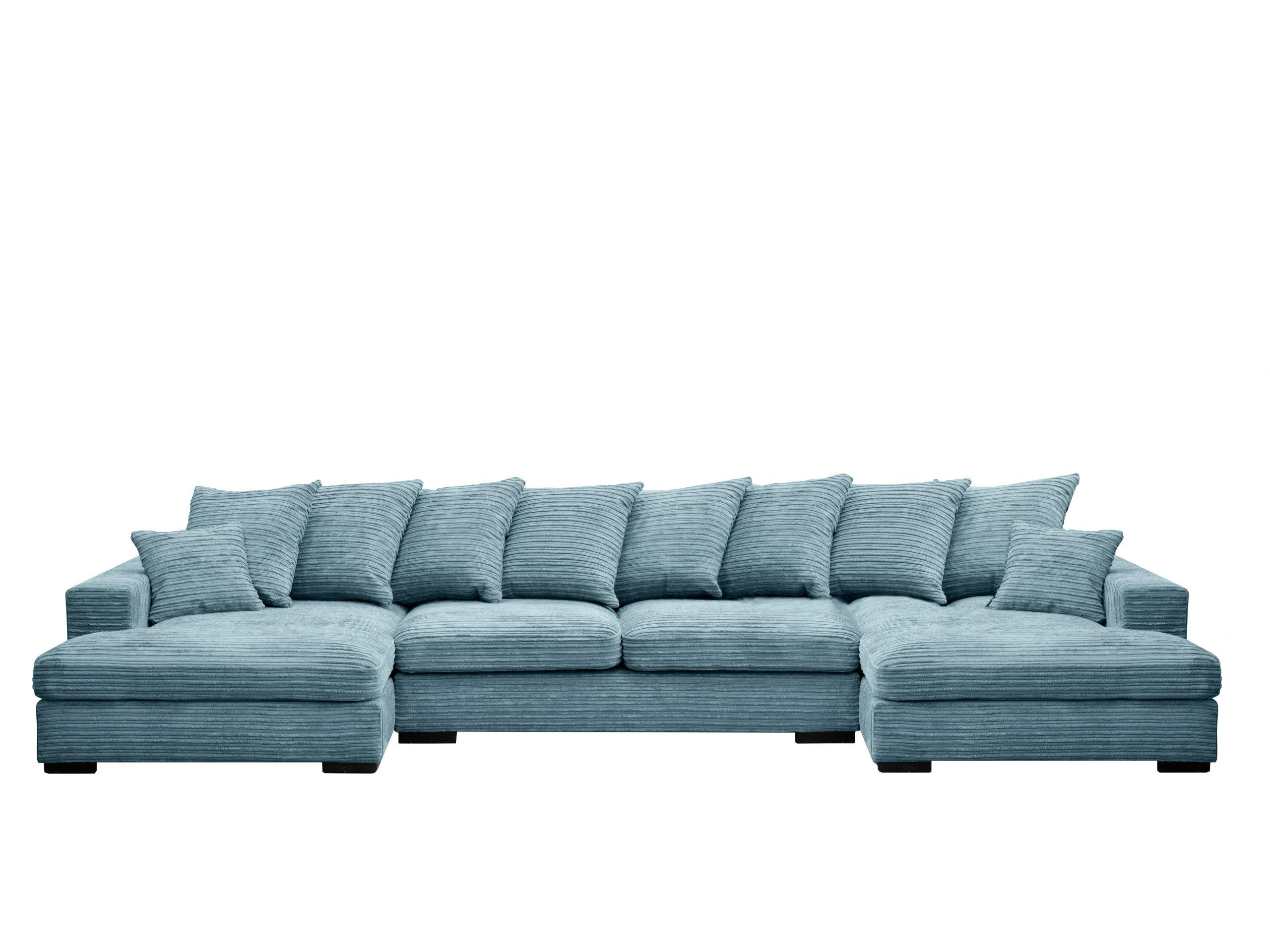 ECKSOFA mit Schlaffunktion und Bettkasten Couch U-form Gabon Stoff Zoom Hellblau - Hellblau, Holz (373/155cm) - Kaiser Möbel