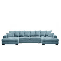ECKSOFA mit Schlaffunktion und Bettkasten Couch U-form Gabon Stoff Zoom Hellblau - Hellblau, Holz (373/155cm) - Kaiser Möbel