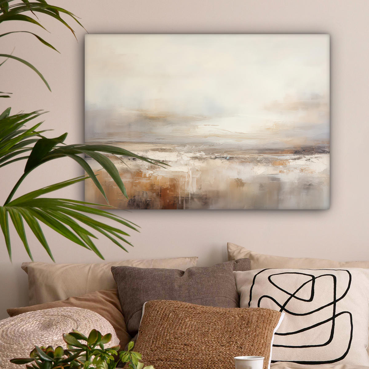 LEINWANDBILD - Kunst - Industriell - Grau - Braun - Abstrakt - 80x60 - Malerei - Sandfarben, Textil (80/60cm) - MuchoWow