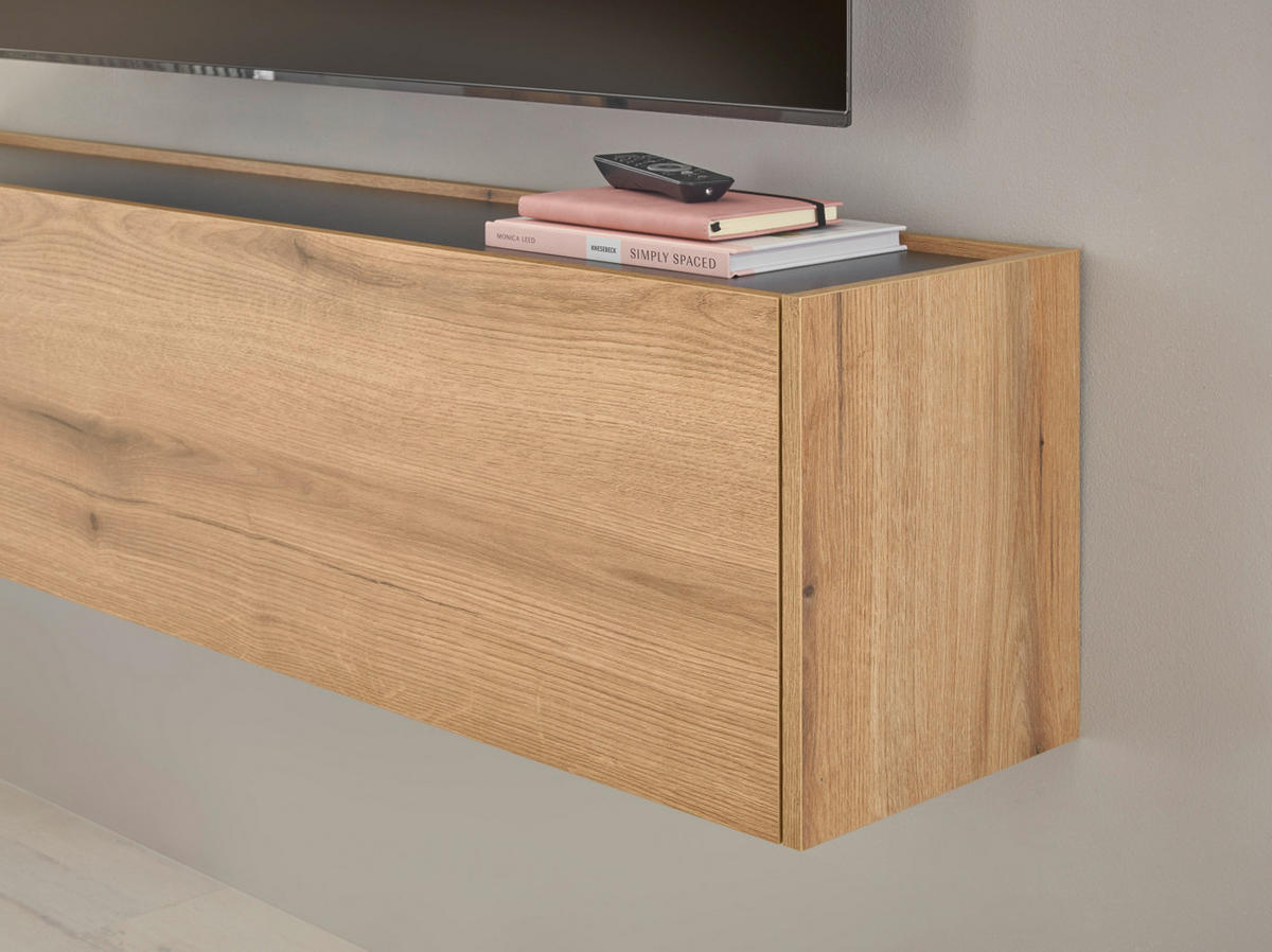 TV-LOWBOARD Evoke Eiche, grau 150 cm, TV- Unterteil hängend - Eichefarben/Naturfarben, Holz/Holzwerkstoff (150/35/30cm) - Furn.Design