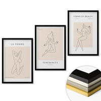 WANDBILDER 3er-Set - 40x60 cm Schwarzer Rahmen - Poster mit minimalistischen Frauensilhouetten - Schwarz, Kunststoff (40/60cm) - ArtPrintCave