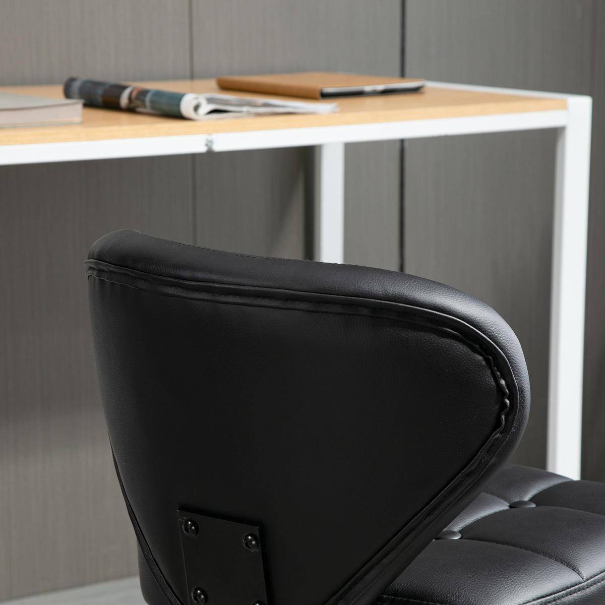 2ER-SET Arbeitshocker, Dunkelgrau - Schwarz, Leder (47/87/45cm) - HOMCOM