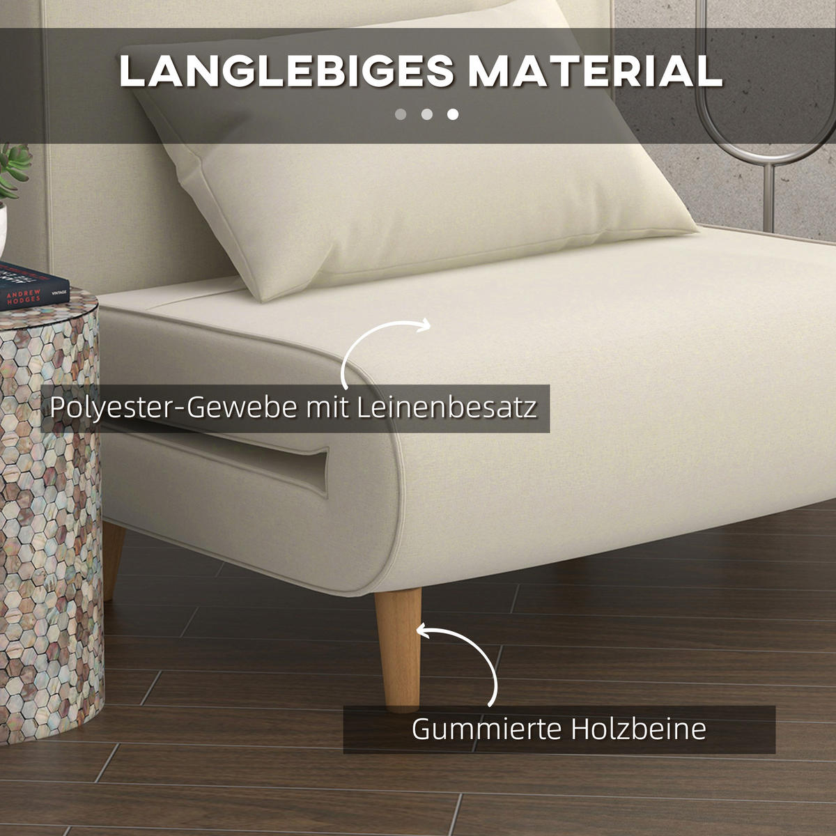SCHLAFSESSEL DE-33451 Klappbar mit 6-Stufen-Lehne Creme - Creme, Textil (94/80/78cm)