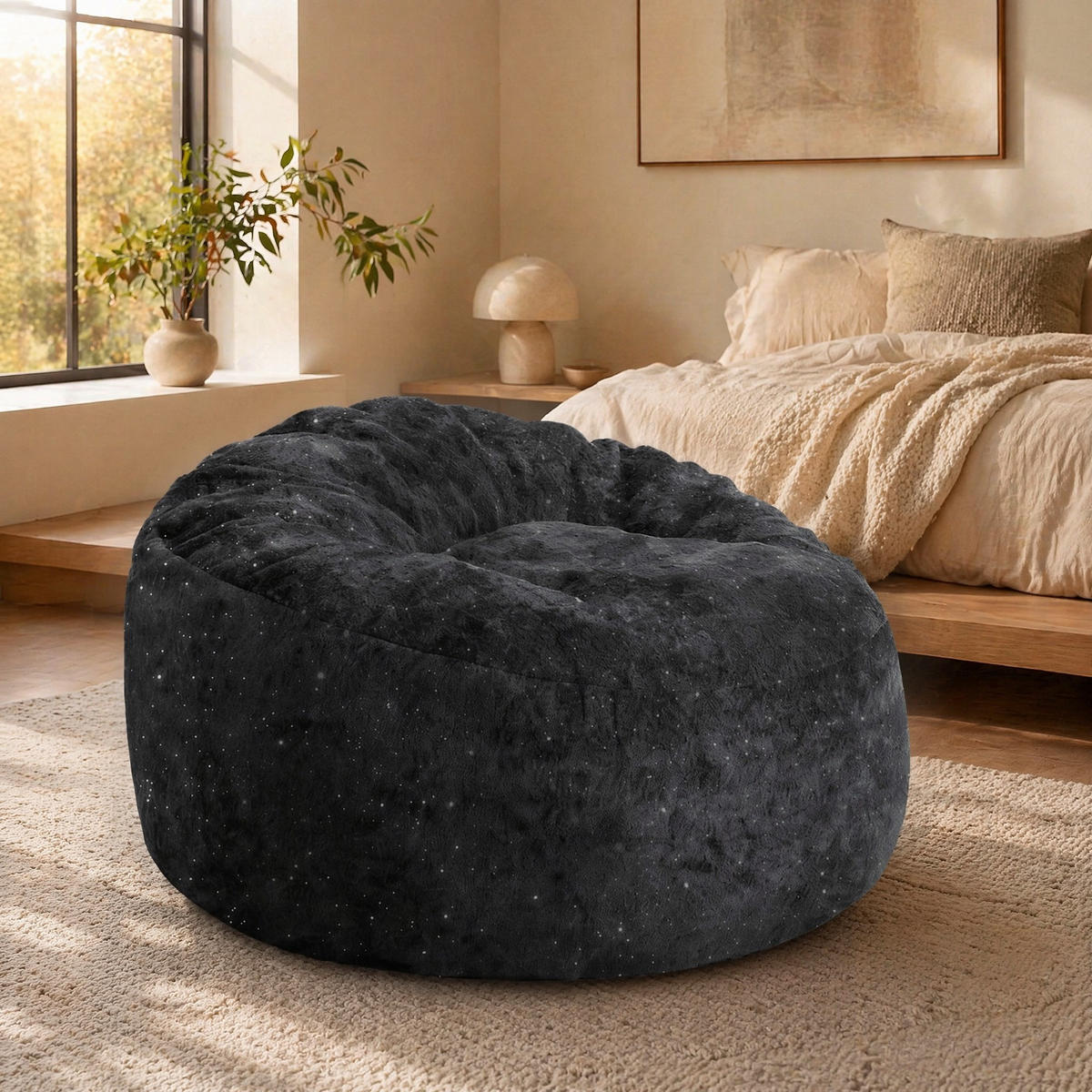 SITZSACKSESSEL mit hoher Rückenlehne Schwarz - Schwarz, Kunststoff (103/65/103cm) - Beauniv