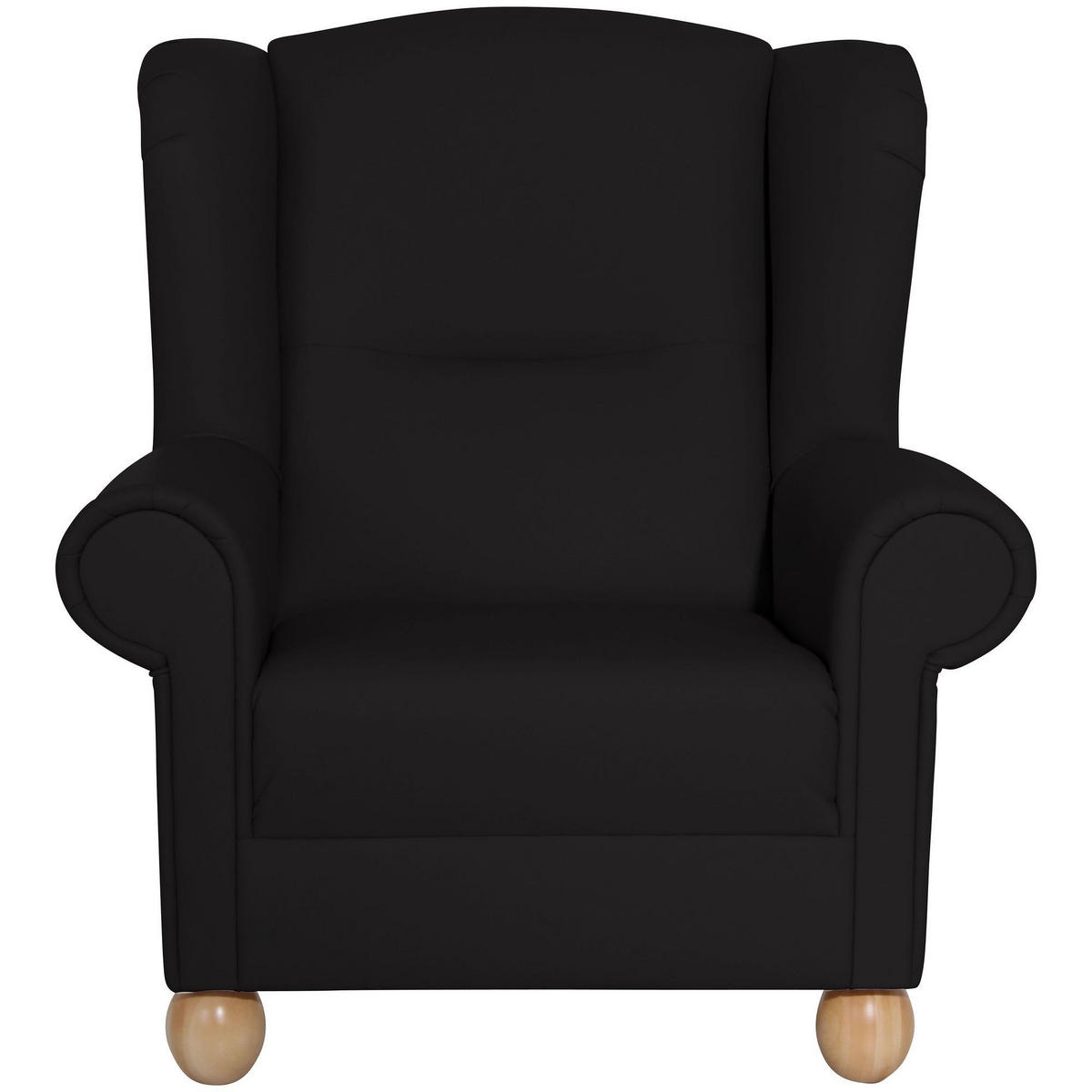 OHRENBACKENSESSEL Kasha Bezug Kunstleder Buche natur / schwarz - Buchefarben/Schwarz, Kunststoff (93/103/87cm) - 58aufmkessel