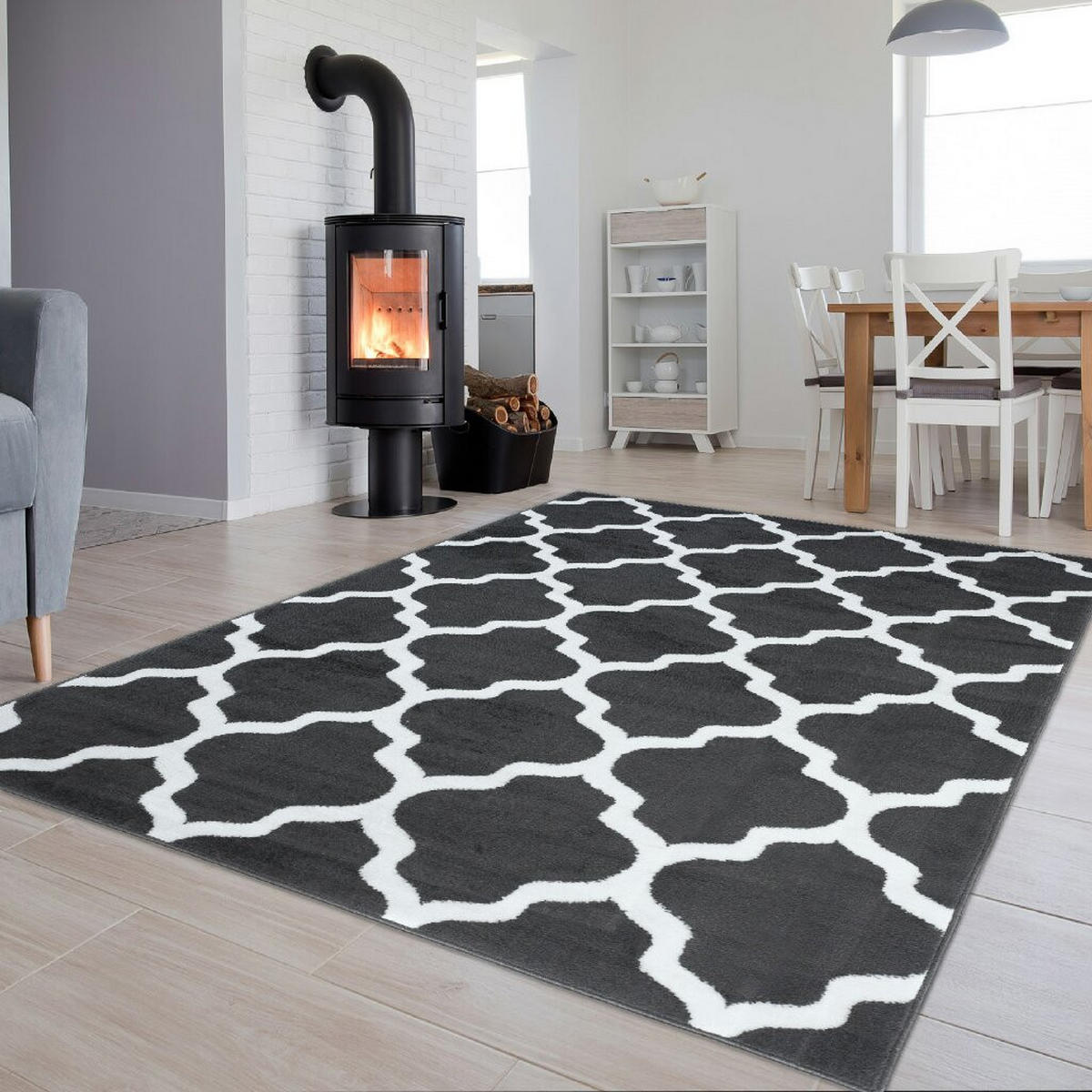TEPPICH LUXURY Dunkelgrau Marokkanisch Geometrisch 140/200 cm - Dunkelgrau, Textil (140/200cm) - Tapiso