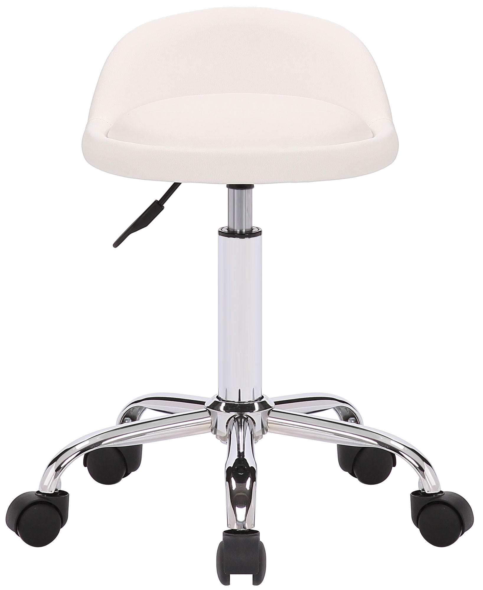 HOCKER Lederlook weiß - Chromfarben/Weiß, Textil/Metall (36/56/43cm) - CLP