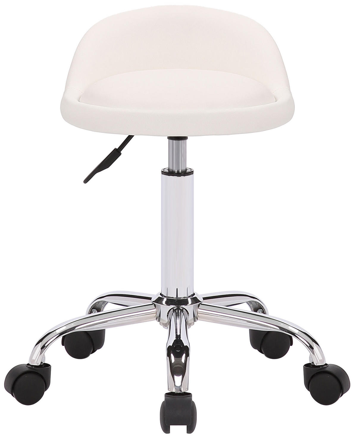 HOCKER Lederlook weiß - Chromfarben/Weiß, Textil/Metall (36/56/43cm) - CLP