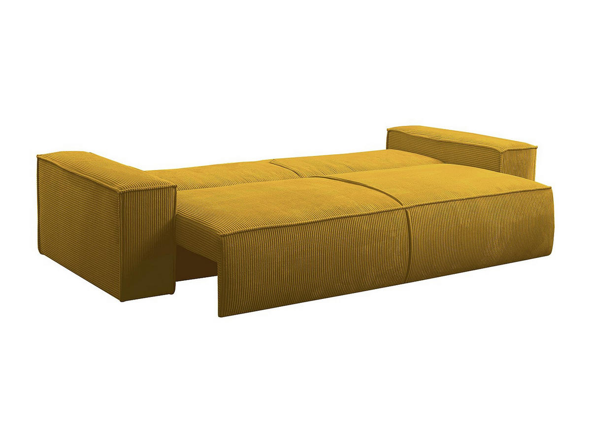 SCHLAFSOFA - 4 Personen - Samt, Stoff - Gelb - - Gelb, Textil (257/85/102cm) - Vente-Unique