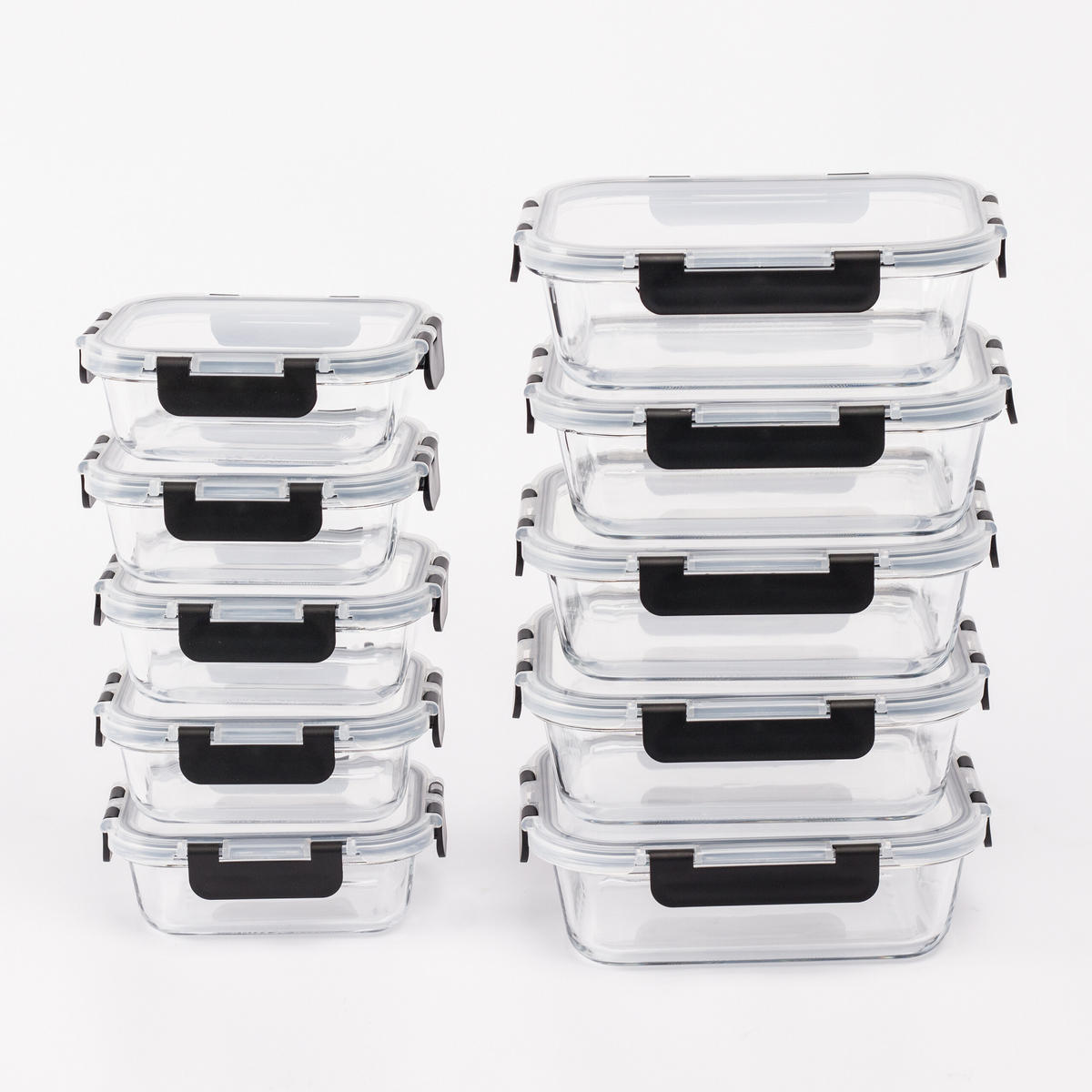 SADA 10 sklenených dóz - priehľadné, plast/sklo - Relaxdays