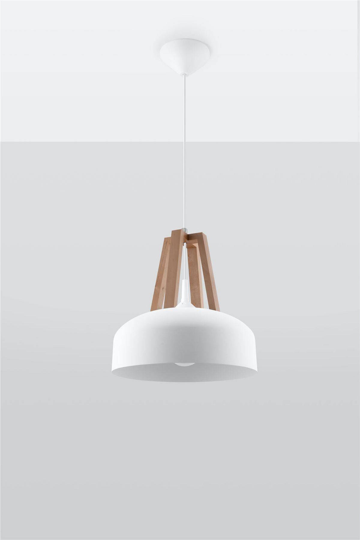 HÄNGELEUCHTE Stahl Weiß Holz Natur - Weiß, Holz (30/30/80cm) - Sollux Lighting