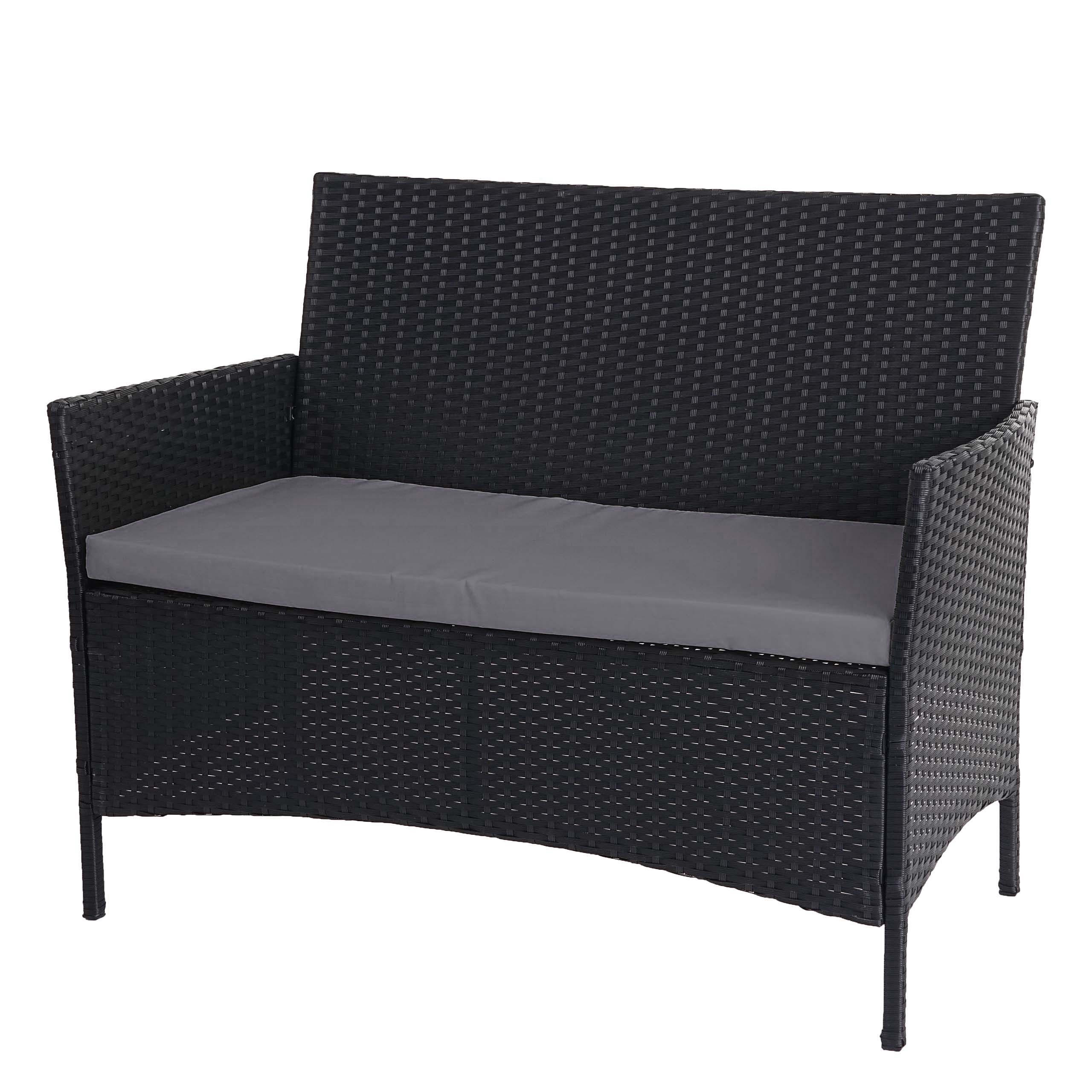 POLY-RATTAN GARTENBANK Anthrazit, Grau - Anthrazit/Grau, Kunststoff (106/83/60cm) - MCW