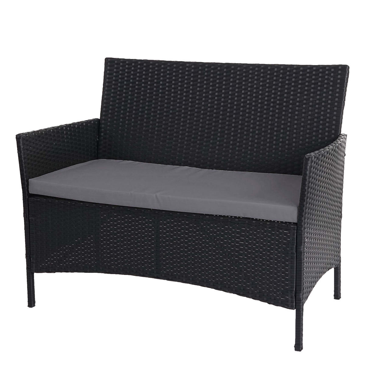 POLY-RATTAN GARTENBANK Anthrazit, Grau - Anthrazit/Grau, Kunststoff (106/83/60cm) - MCW