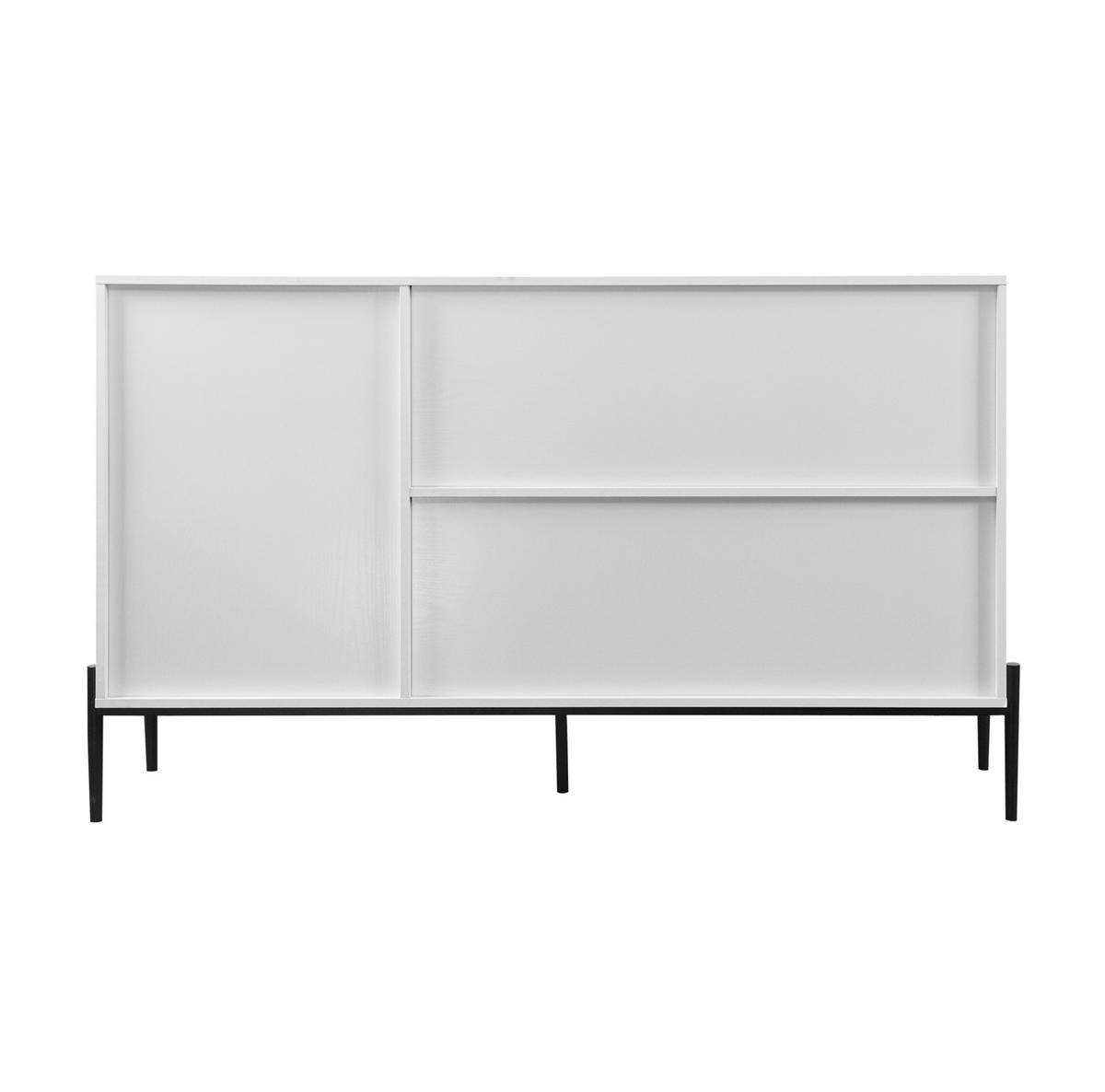 SIDEBOARD aus Holzwerkstoff mit geriffeltem Glaseinsatz und 3 Schubladen Weiß - Weiß, Holzwerkstoff (155/91.5/40cm) - Modenvie