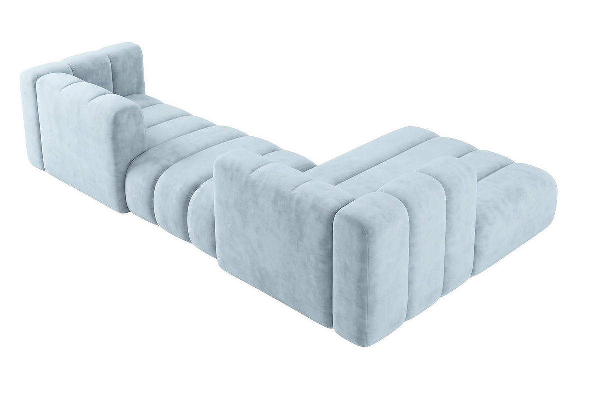 ECKSOFA Modulares In L-Form, Velvet-Stoff Riviera, Babyblau, Rechts, GRAND 319 cm - Hellblau, Holz (319/175cm) - Kaiser Möbel