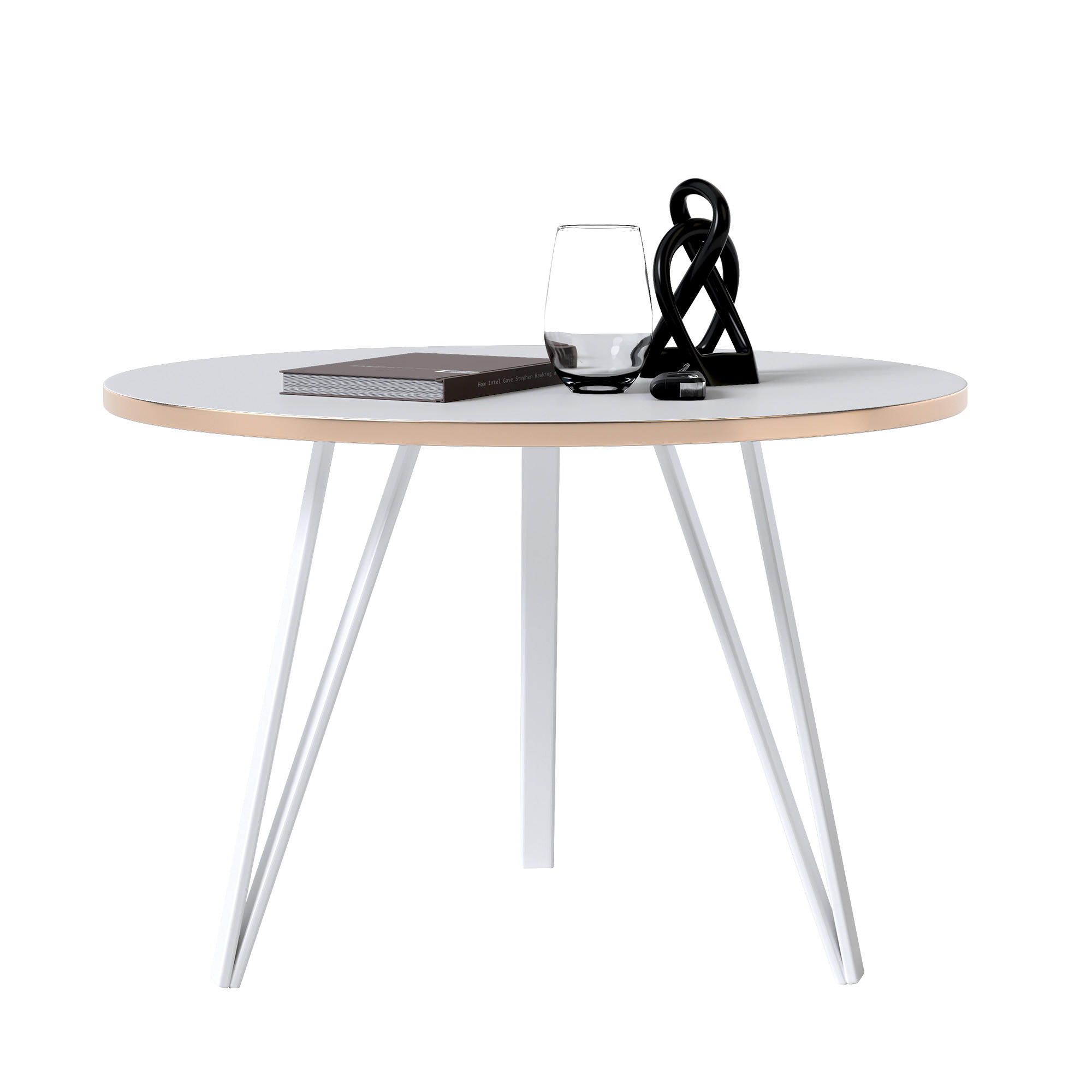 COUCHTISCH RIO mit goldener Kante – weiß - Weiß, Holzwerkstoff/Metall (67/67/45cm) - Idohome