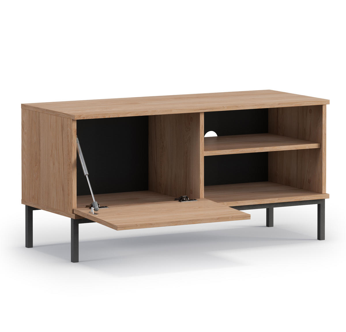 LOWBOARD Queba 1T Hellbraun 100/50/41 cm – TV Möbel Holzoptik klein - Hellbraun/Schwarz, Holzwerkstoff (100/50/41cm) - AX Living