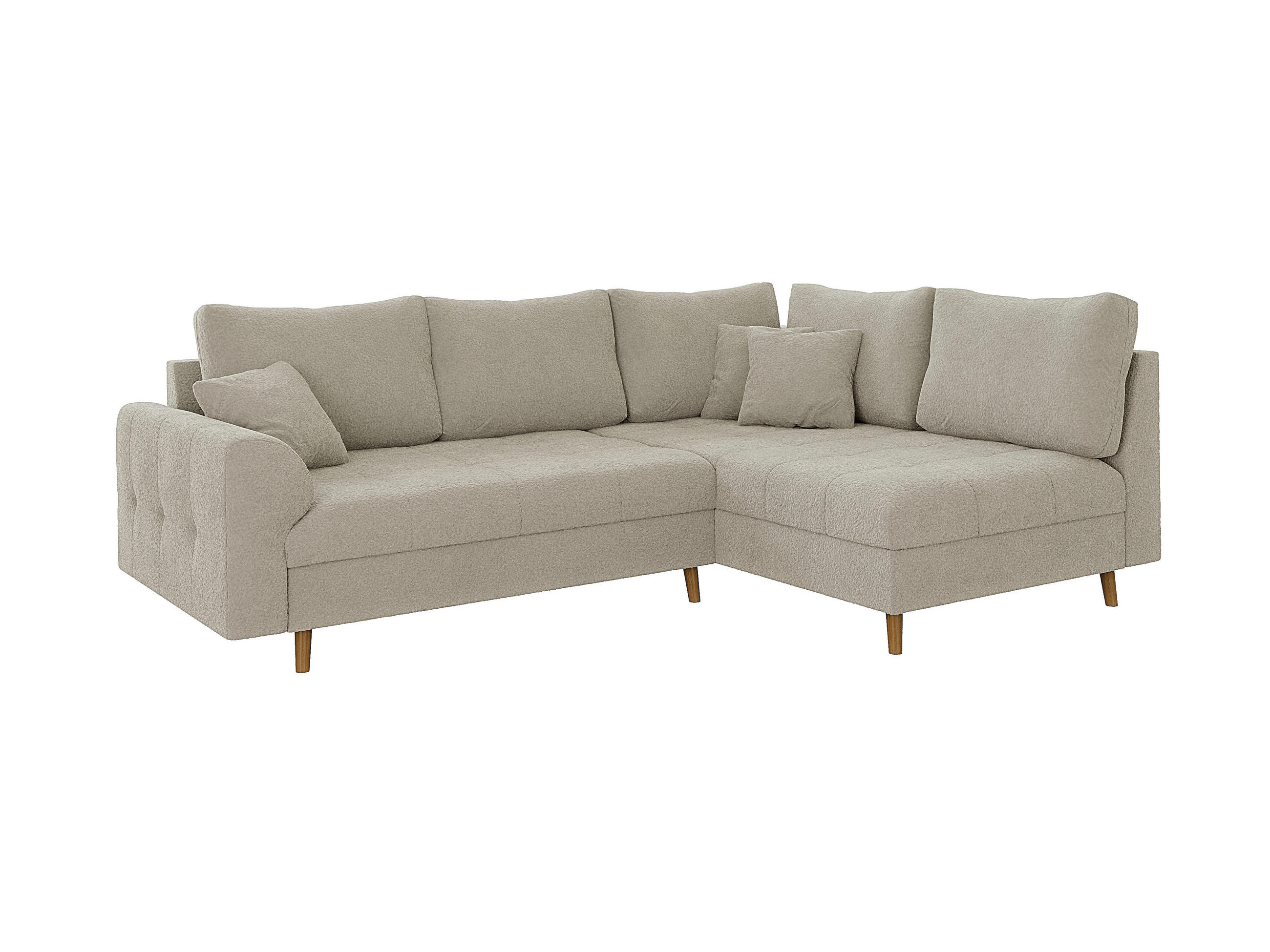 ECKSOFA Henrik Beige Boucle - Ottomane rechts - Beige/Braun, Holz/Textil (231/161cm) - S-Style Möbel