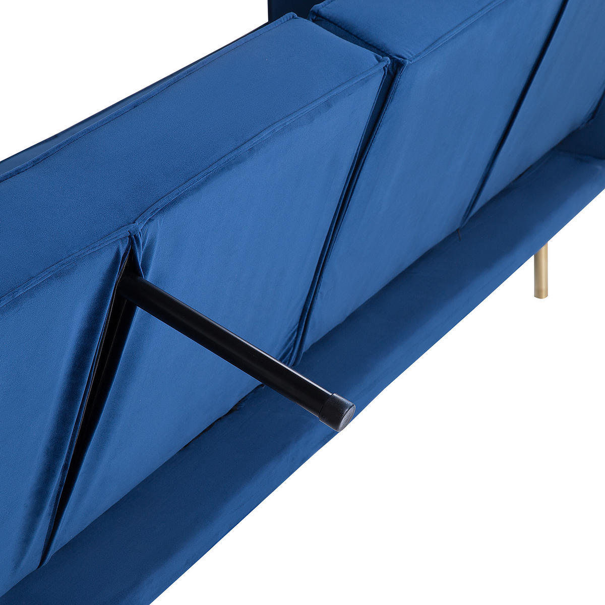 3-SITZER-SCHLAFSOFA Samtstoff Marineblau Visnes - Hellblau, Textil (218/80/81cm) - Beliani