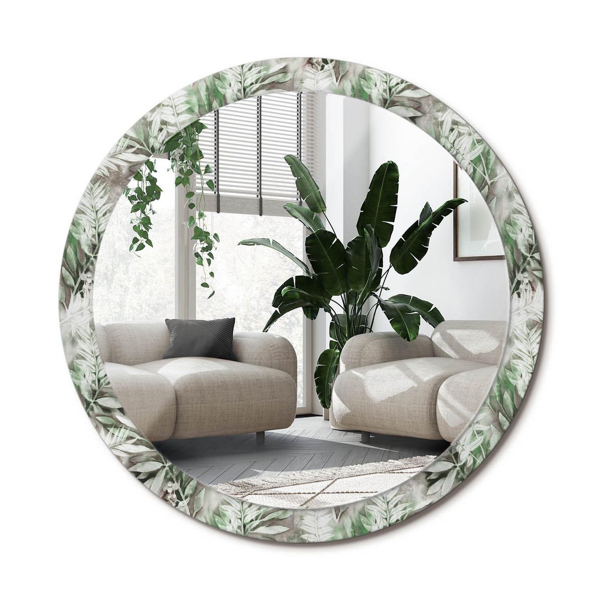 SPIEGEL Rund Ø 100 cm mit Aufdruck - Multicolor, Glas (100/100/0.4cm) - Wallfluent