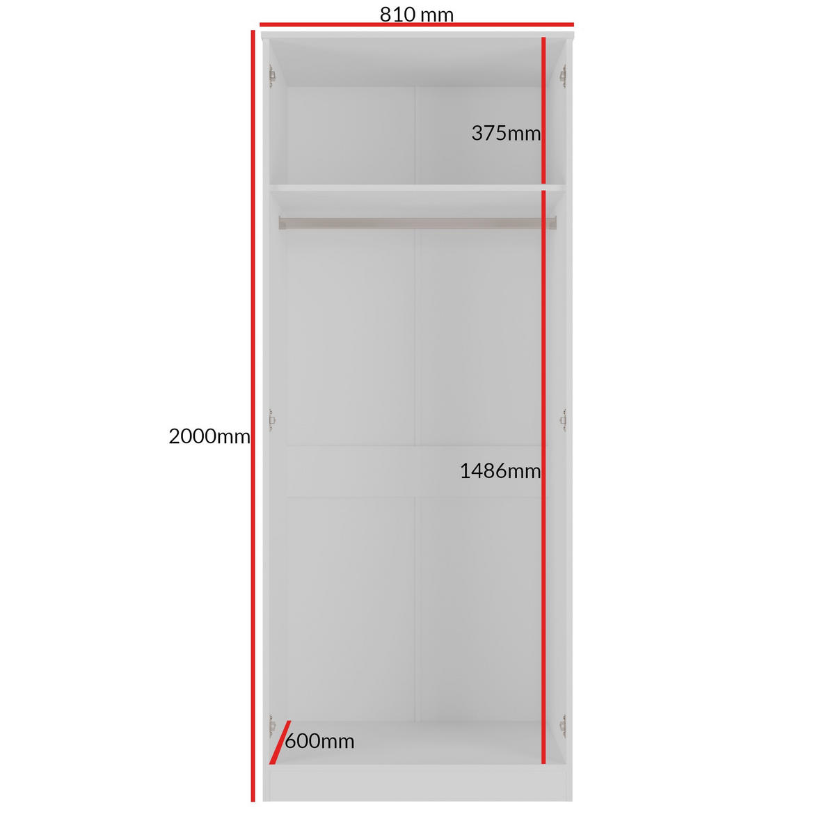 DREHTÜRENSCHRANK mit Spiegel Monza 2D 80 Weiß - Weiß/Grau, Holzwerkstoff/Metall (80/200/60cm) - mzm24