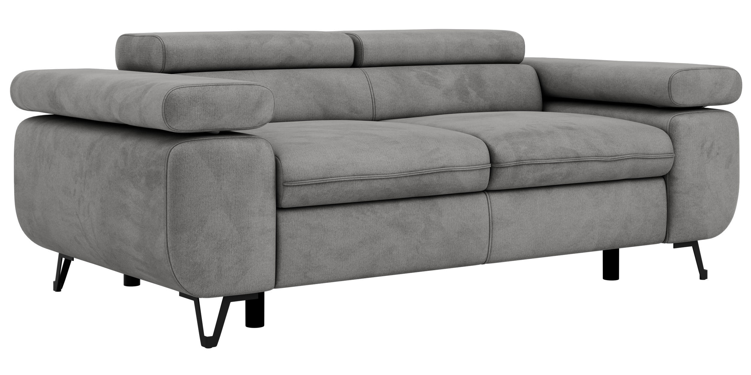 2-SITZER SOFA PETER - Hellgrau Velvet - Silberfarben/Hellgrau, Textil/Metall (200/76/99cm) - MKS