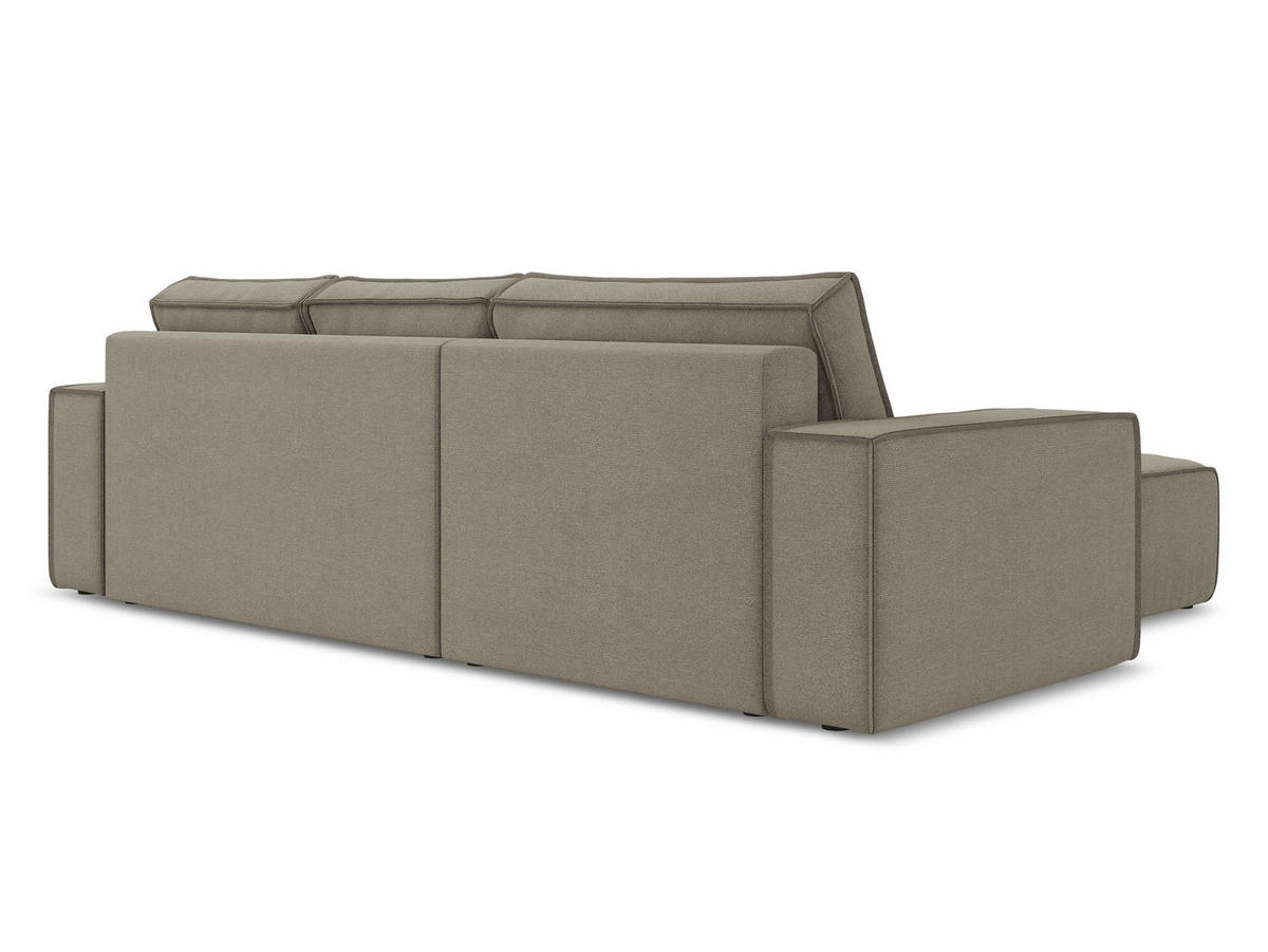 ECKSOFA mit Schlaffunktion Strukturstoff Stoff Beige - Beige/Schwarz, Kunststoff/Textil (185/290cm) - Makamii