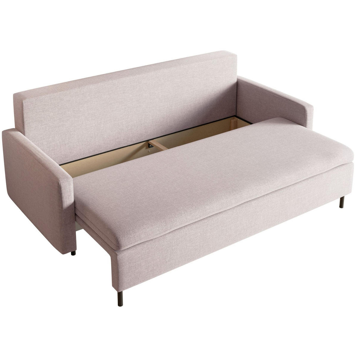 3-SITZER SOFA Umpro Chenille Hellbeige - Ecru/Schwarz, Textil/Metall (220/96/95cm) - Selsey