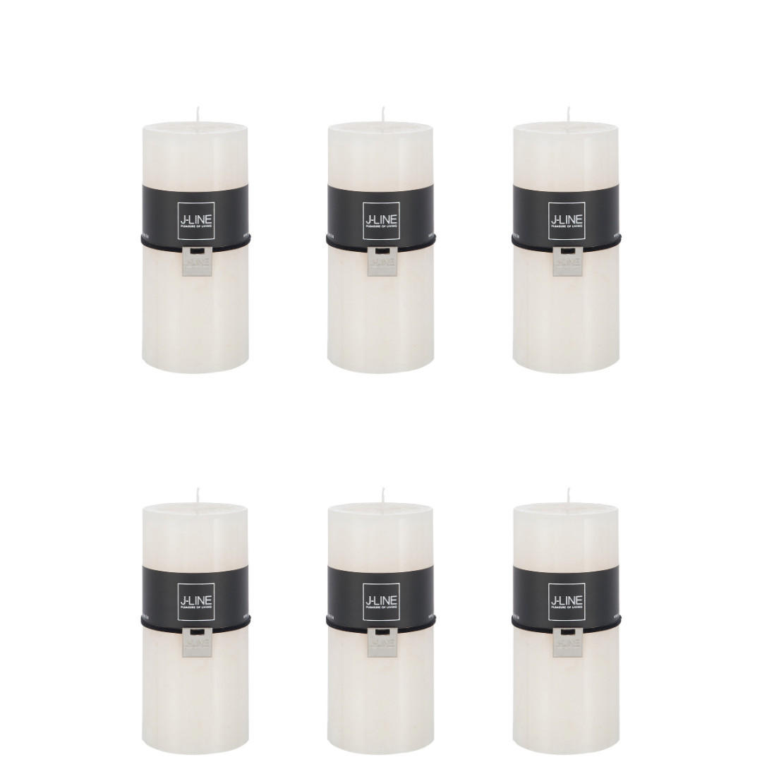 DUFTKERZE ZART - Vanille - L - 52 Std. - 6er set - Creme, Paraffin (7/15cm) - J-Line