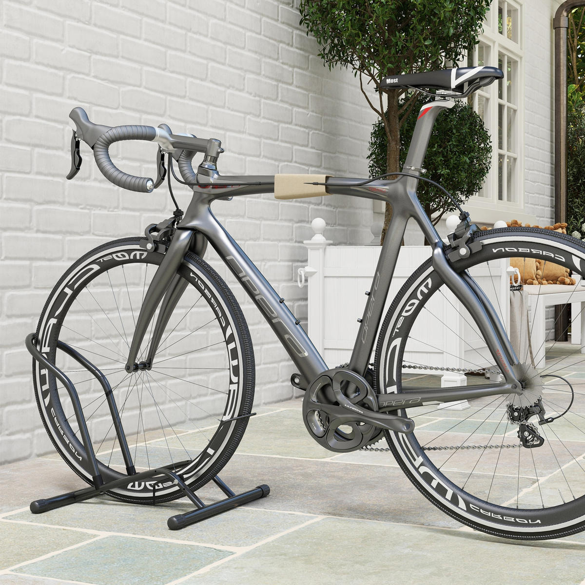 FAHRRADSTÄNDER Stahl Schwarz - Schwarz, Metall (41/38/59cm) - SPORTNOW