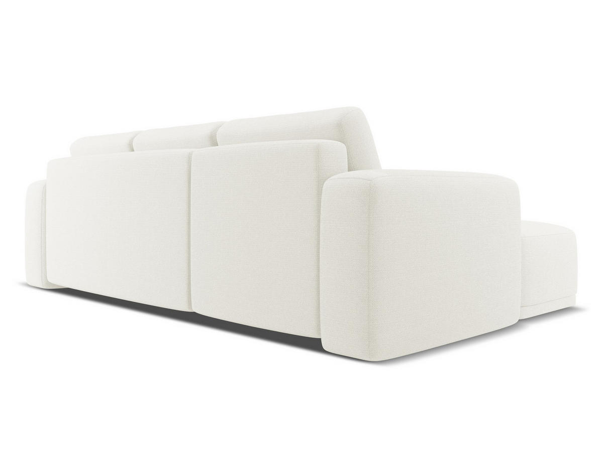 ECKSOFA mit Schlaffunktion Chenille Stoff Weiß - Schwarz/Weiß, Kunststoff/Textil (160/258cm) - Makamii