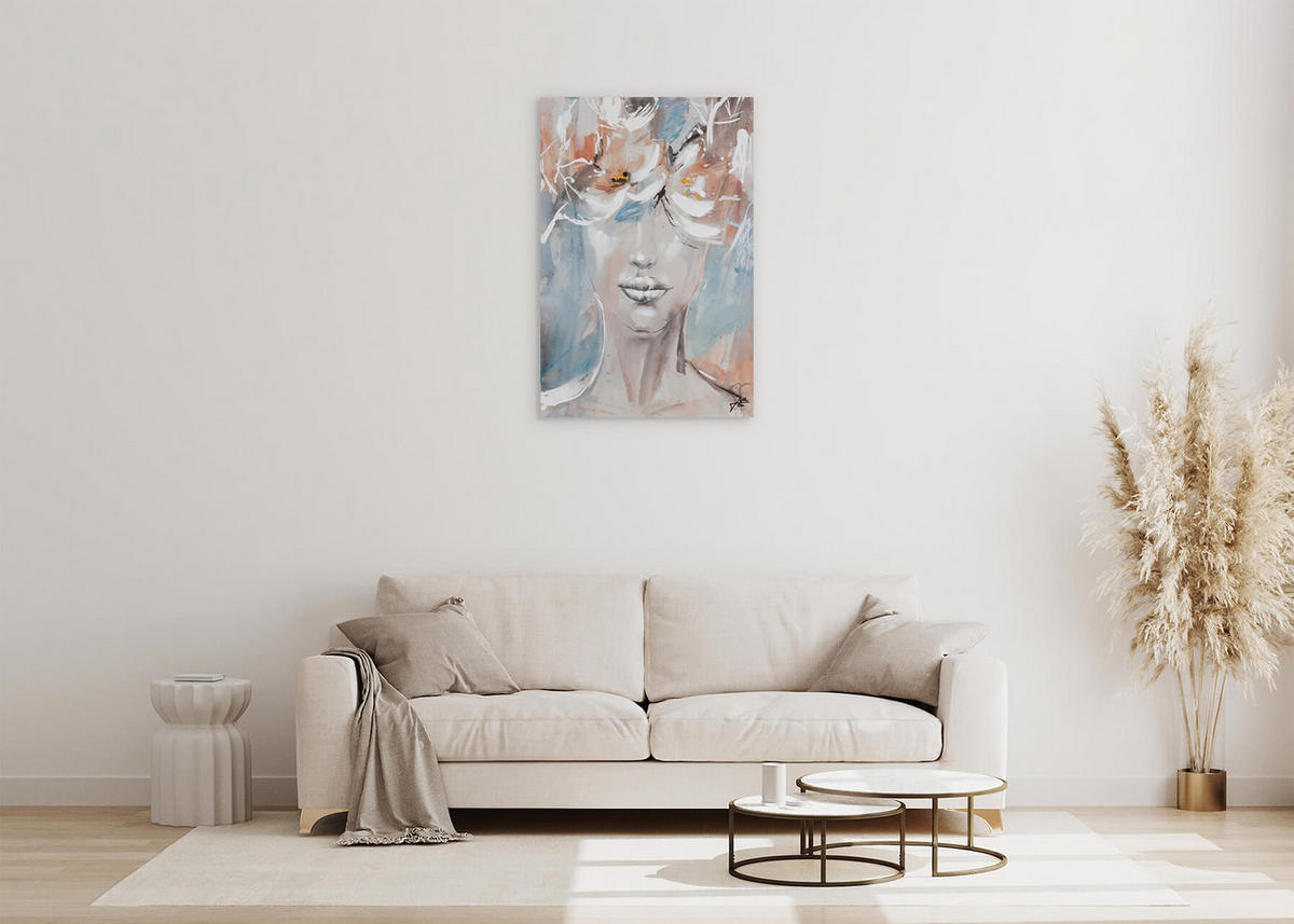 ACRYLBILD HANDGEMALT 60/90 cm - Blau/Weiß, Holz/Textil (60/90cm) - KUNSTLOFT