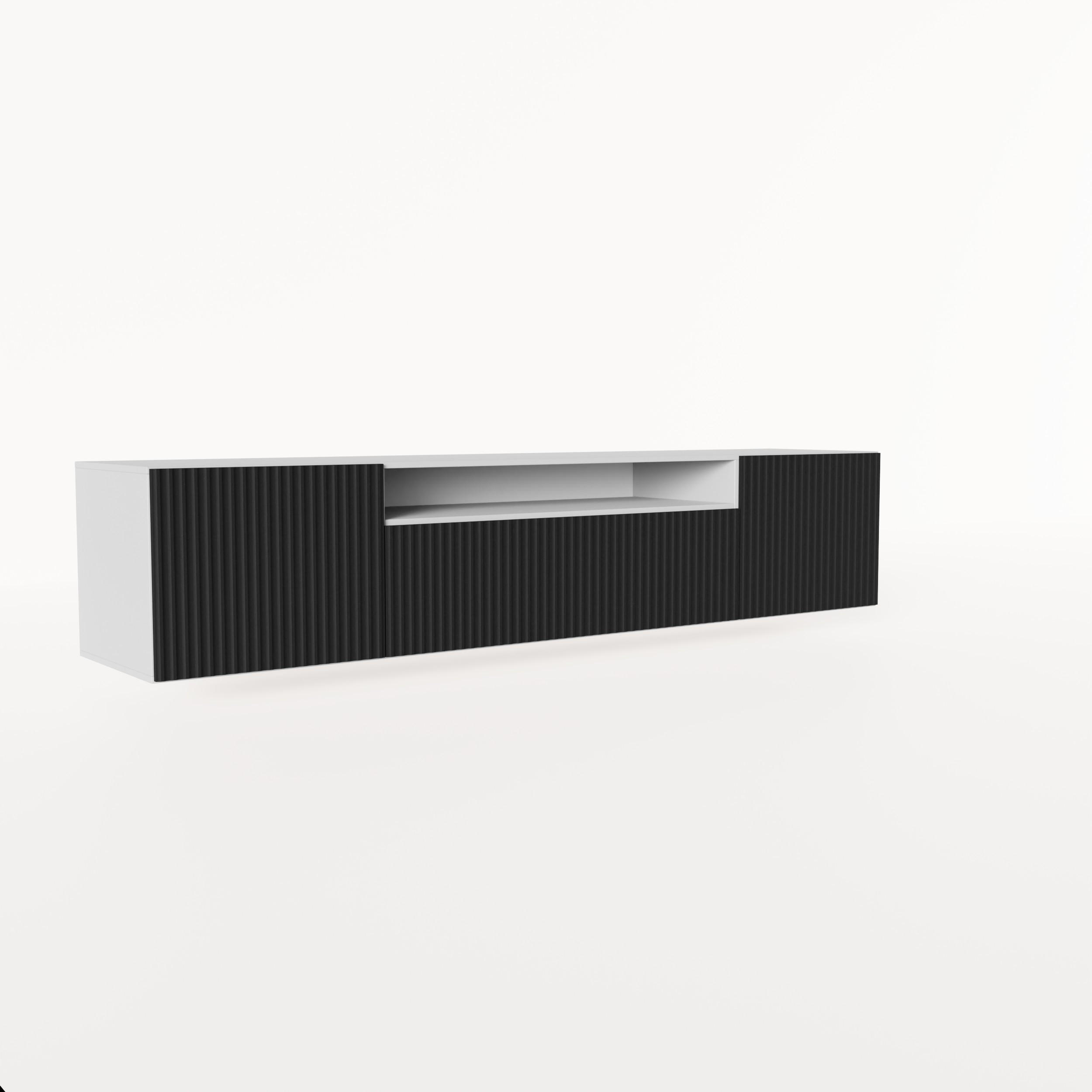 LOWBOARD VAREN 200/41/40 cm, Hängender TV-Schrank Weiß / Schwarz - Schwarz/Weiß, Holzwerkstoff (200/41/40cm) - MASSENO